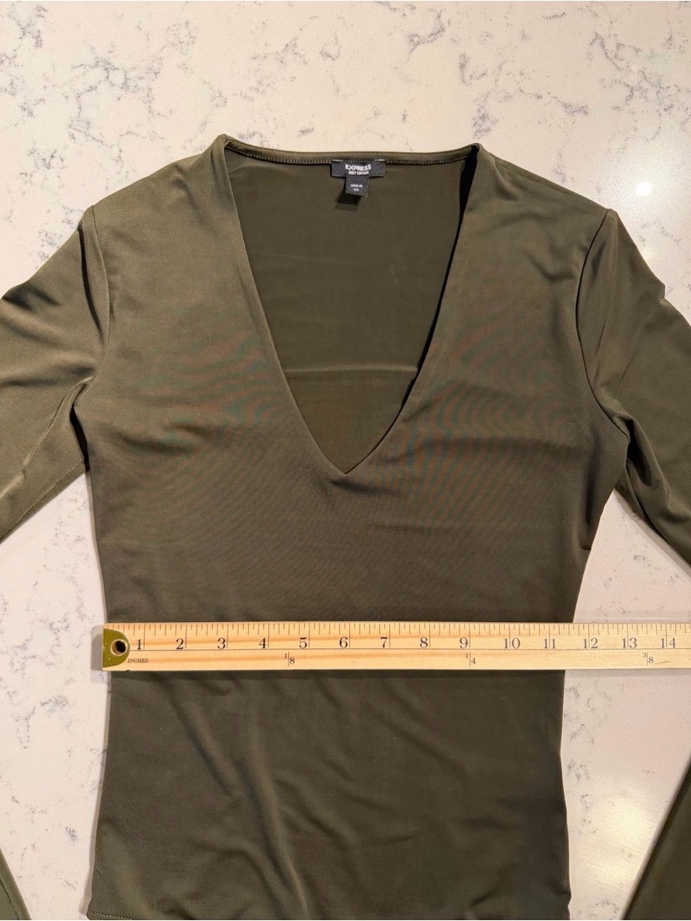 Express Body Contour V-Neck Long Sleeve Bodysuit Purple and Olive Green Size XS - Picture 7 of 8